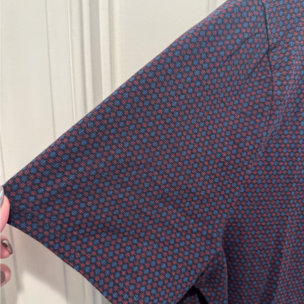 Mens EXPRESS Navy Red Patterned Shirt Size XL - Picture 4 of 8